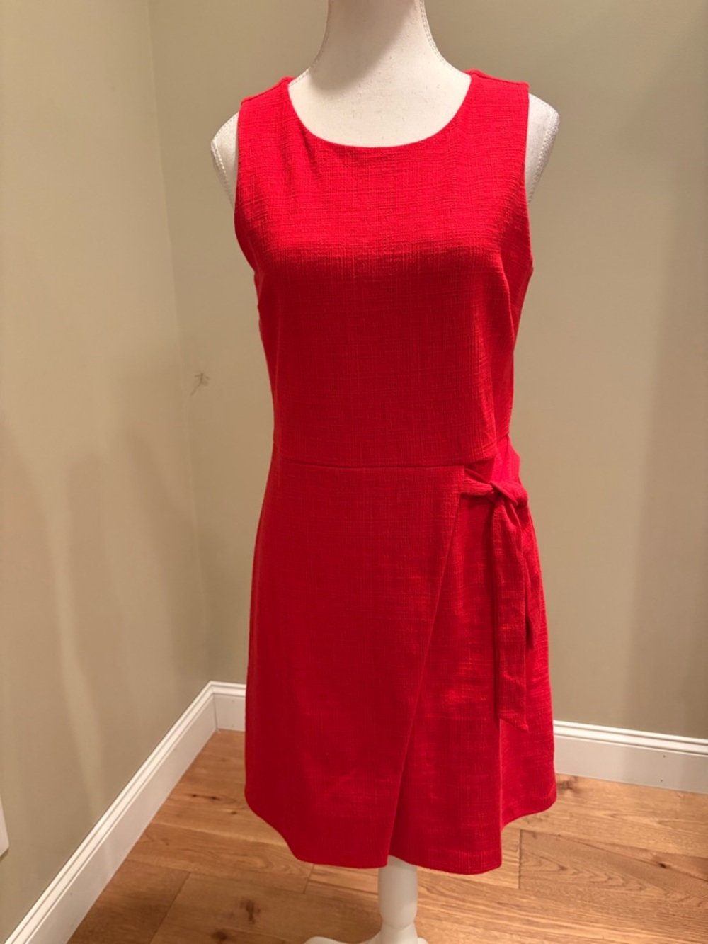 Loft Sleeveless Red Tie-Waist Shift Dress Midi NWT 6P